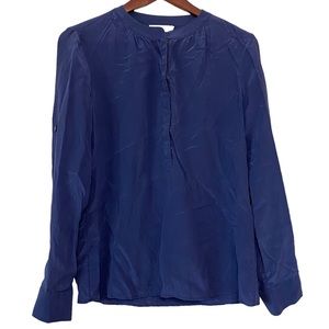 Banana Republic Blue 100% Silk Blouse Pleated Size Small